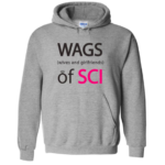 Hoodie Sweater in Light Grey. Choice of WAGS of SCI, Parawife or Quadwife Print. Sizes S-XL (Mens sizes)