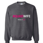 Crewneck Sweater in Dark Heather Grey. Choice of WAGS of SCI, Parawife or Quadwife Print. Sizes S-XL (Mens sizes)